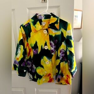 Beautiful multi print cotton polyester, three-quarter sleeve jacket size M